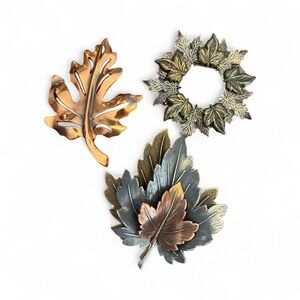 Leaf Brooch Set in Metallic Tones